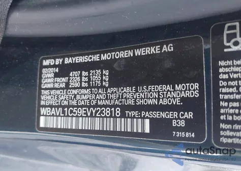 2014 BMW X1 xDrive28I from USA, damaged, VIN WBAVL1C59EVY23818